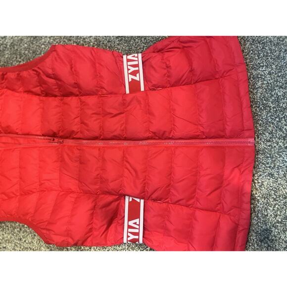 Zyia Active Alpine Vest Red Down Puffer Vest Quilted Logo Waist Women's Sz Large - Picture 4 of 5